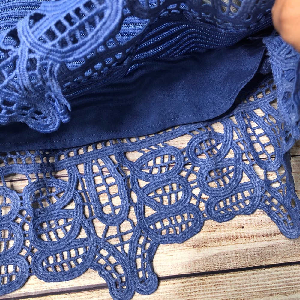 L’atiste crochet lace trimmed ribbed peplum dress strap back small - Picture 5 of 9